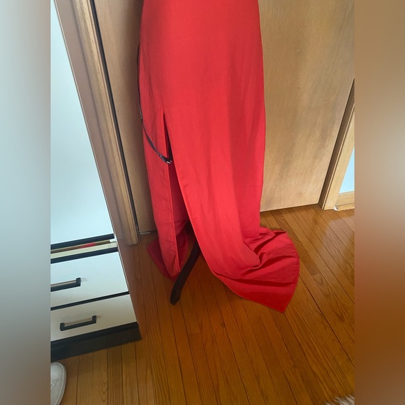 Long red tie up back dress - Picture 2 of 8
